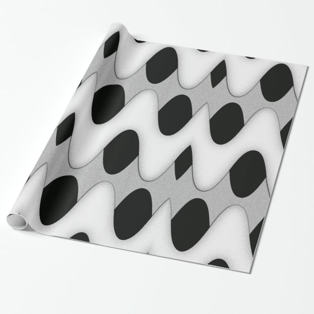 Black and White Wave Wrapping Paper (Unrolled)