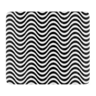 Black and White Waves Cutting Board
