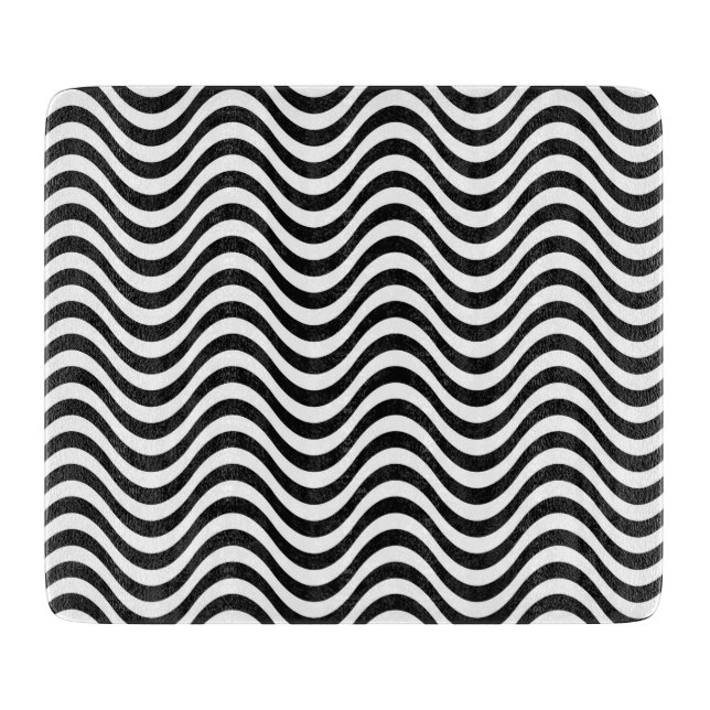 Black and White Waves Cutting Board (Front)
