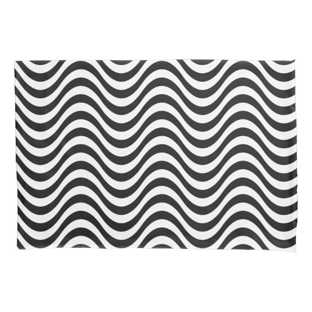 Black and White Waves Pillow Case (Front)