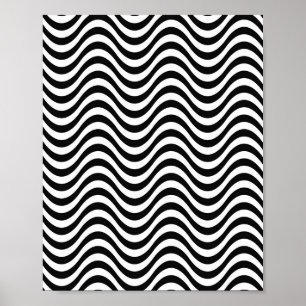 Black and White Waves Poster