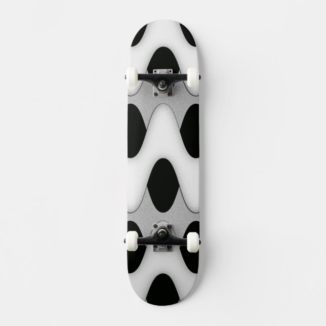 Black and White Waves Skateboard Deck (Front)