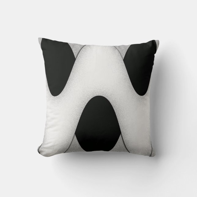 Black and White Waves Throw Pillow (Front)