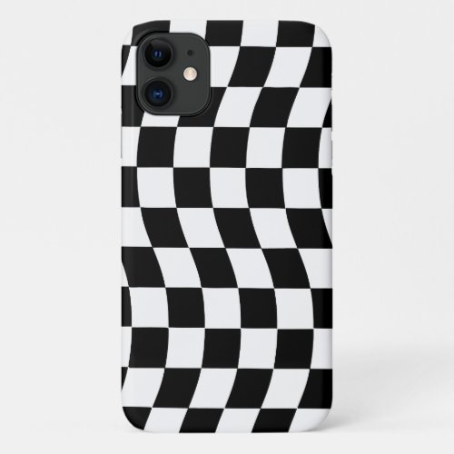 Black and White Wavy Check Design iPhone 11 Case