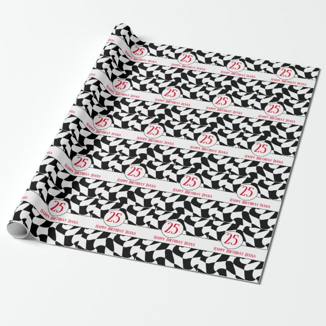 black and white wavy checker, paper plates (Unrolled)