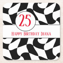 black and white wavy checker, paper plates