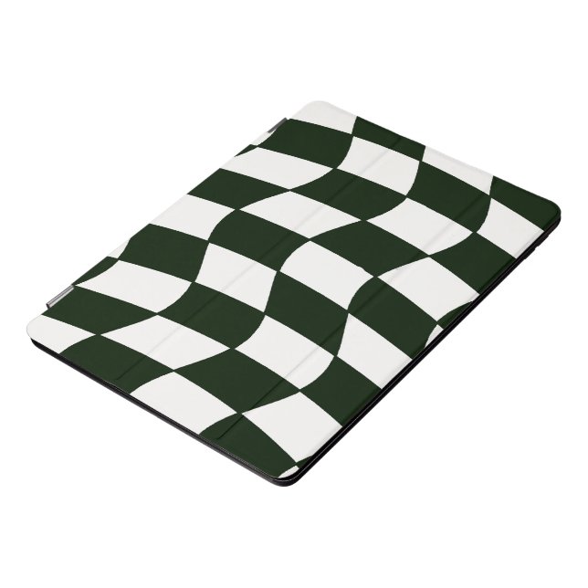 Black and White Wavy Checkerboard iPad Pro Cover (Side)