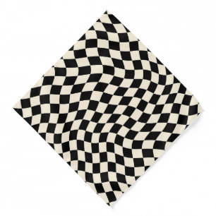 Black and White Wavy Checkered Dog Bandana