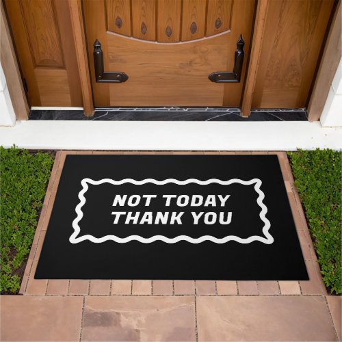 Black and White Wavy Not Today Doormat