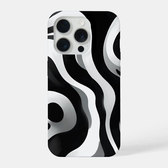 Black And White Wavy Op Art, iPhone Case (Back)