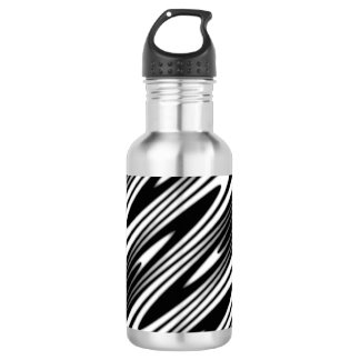 black and white wavy seamless organic pattern stainless steel water bottle