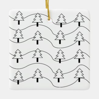Black and White Wavy Stripe Christmas Tree Pattern