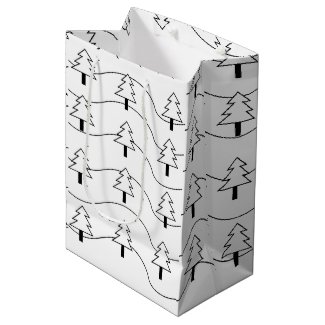 Black and White Wavy Stripe Christmas Tree Pattern