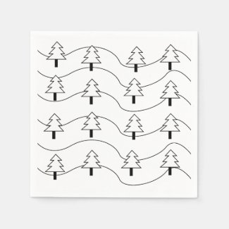 Black and White Wavy Stripe Christmas Tree Pattern