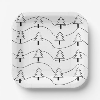 Black and White Wavy Stripe Christmas Tree Pattern