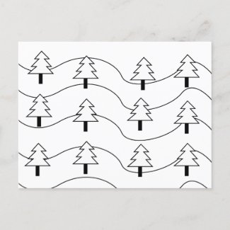 Black and White Wavy Stripe Christmas Tree Pattern