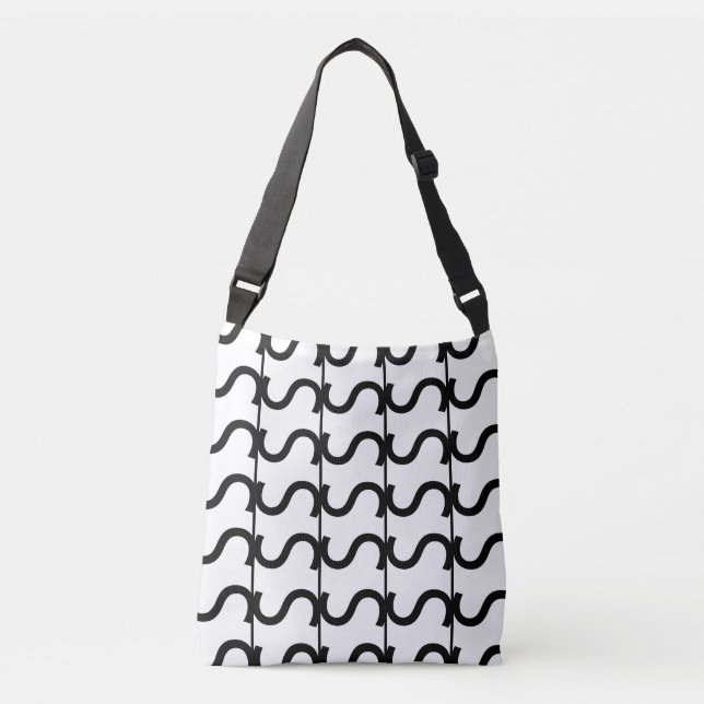 Black and White Wavy Stripe Pattern     Crossbody Bag (Front)