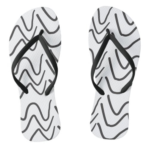 Black and White Wavy Stripe Pattern  Flip Flops