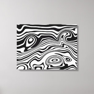 Black and White Wavy Striped Art Canvas Print