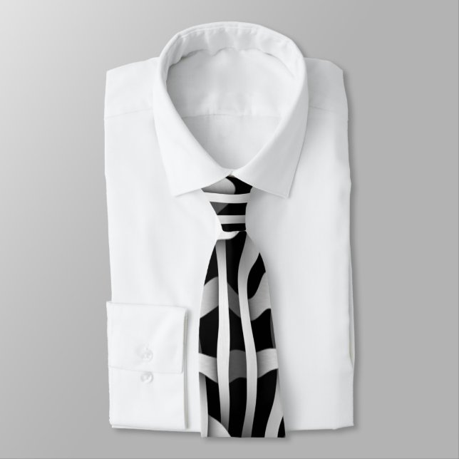 Black and White Weave Pattern Neck Tie (Tied)