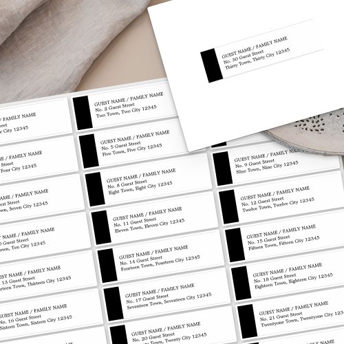 Black and White Wedding 30 Guest Address Labels