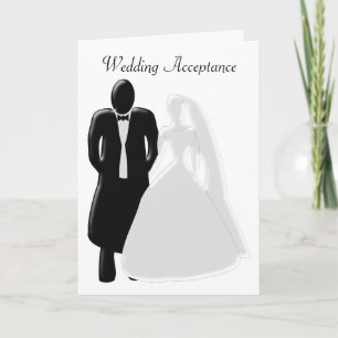 Black And White Wedding Acceptance Letterpress Thank You Card