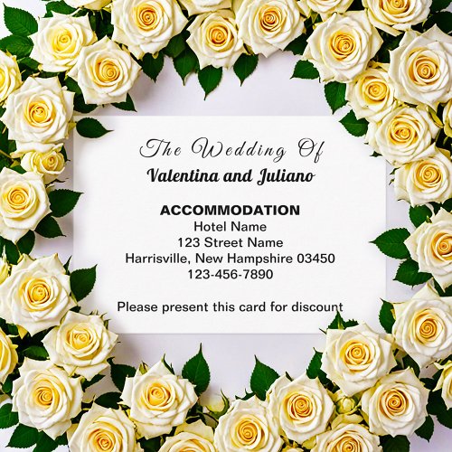 Black and White Wedding Accommodation Enclosure Card