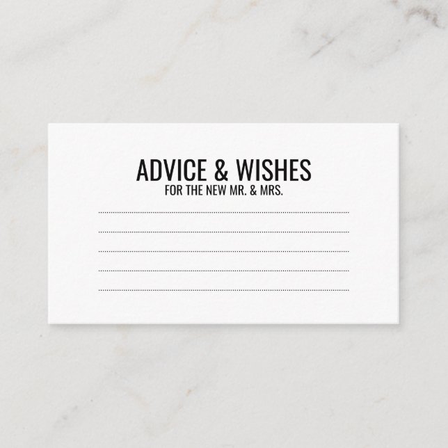 Black and White Wedding Advice and Wishes (Front)