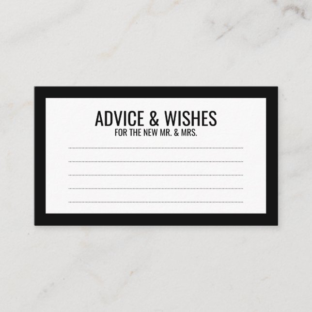 Black and White Wedding Advice and Wishes (Front)