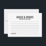 Black and White Wedding Advice and Wishes Card<br><div class="desc">Add a personal touch to your wedding with a modern black and white wedding advice and wishes card.
This advice card features title and details in black bold sans serif font style on white background.

Perfect for wedding,  baby shower,  birthday party,  bachelorette party and any special occasions.</div>