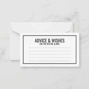 Black and White Wedding Advice and Wishes Card