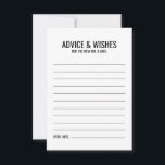 Black and White Wedding Advice and Wishes Card<br><div class="desc">Add a personal touch to your wedding with a modern black and white wedding advice and wishes card.
This advice card features title and details in black bold sans serif font style on white background.

Perfect for wedding,  baby shower,  birthday party,  bachelorette party and any special occasions.</div>