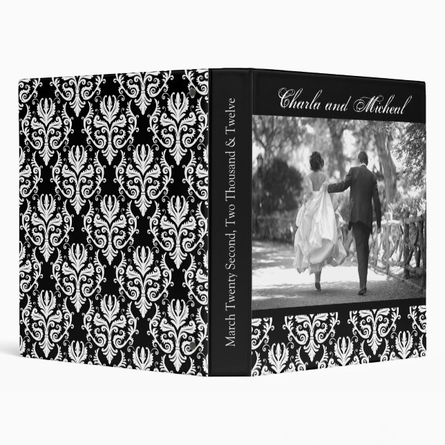 BLACK AND WHITE WEDDING ALBUM 3 RING BINDER (Background)