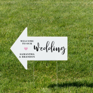 Black and White Wedding Arrow Yard Sign