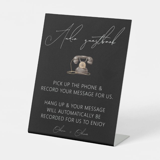 Black and white Wedding audio guestbook sign (Front)