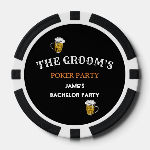 Black and White Wedding Bachelor Party Groomsmen  Poker Chips