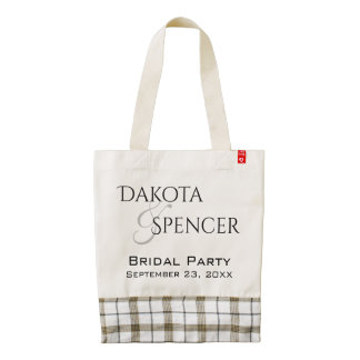 Black and White Wedding Bridal Party Keepsake Zazzle HEART Tote Bag