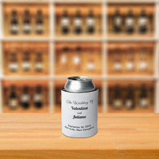 Black and White Wedding Can Cooler