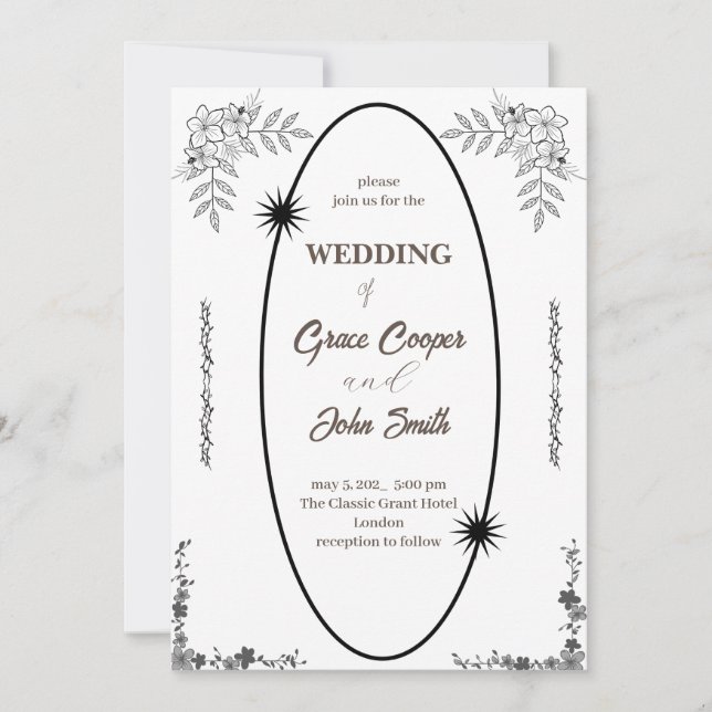 Black and White wedding card design (Front)