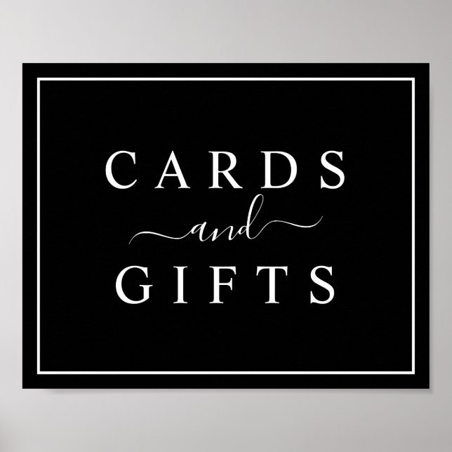 Black and White Wedding Cards & Gifts Sign (Front)