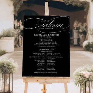 Black and White Wedding Ceremony Program Sign