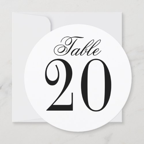 Black and White Wedding Circle Table Number Card