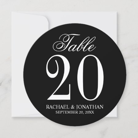 Black And White Wedding Circle Table Number Card