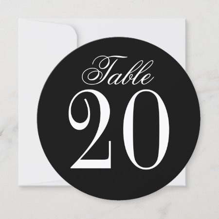 Black And White Wedding Circle Table Number Card