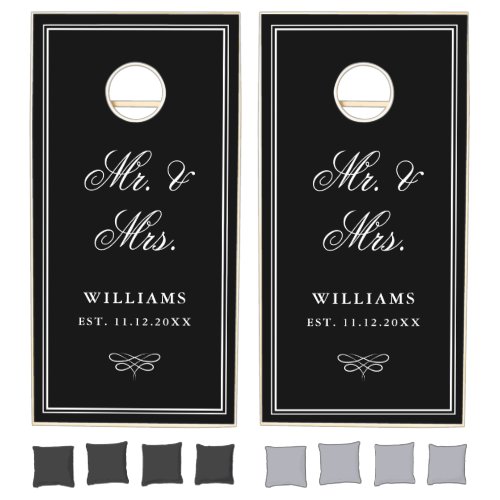 Black and White Wedding Cornhole Set