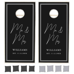 Black and White Wedding Cornhole Set