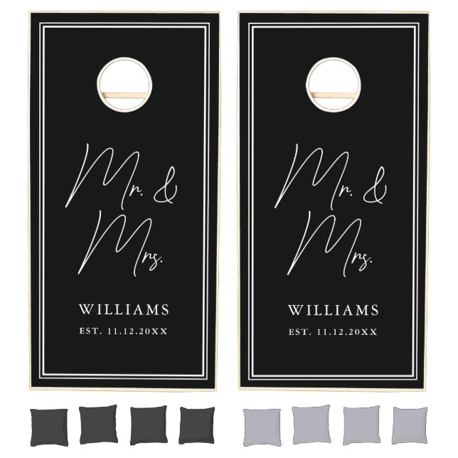 Black and White Wedding Cornhole Set (Set)