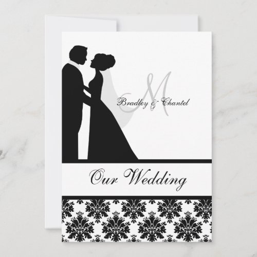 Black and White Wedding Couple Wedding Invitation