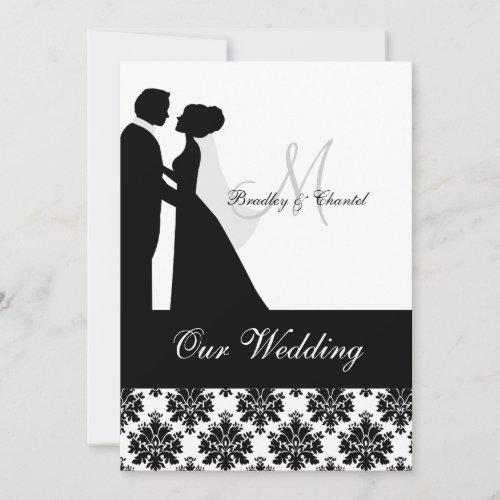 Black and White Wedding Couple Wedding Invitation