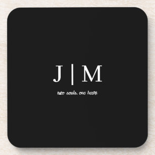Black and White Wedding Customizable Text Beverage Coaster